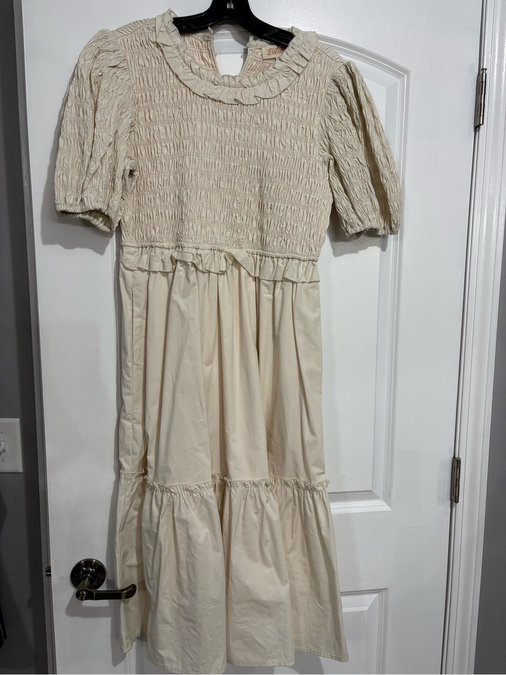 Listicle Cream Smocked Ruffle Midi Dress